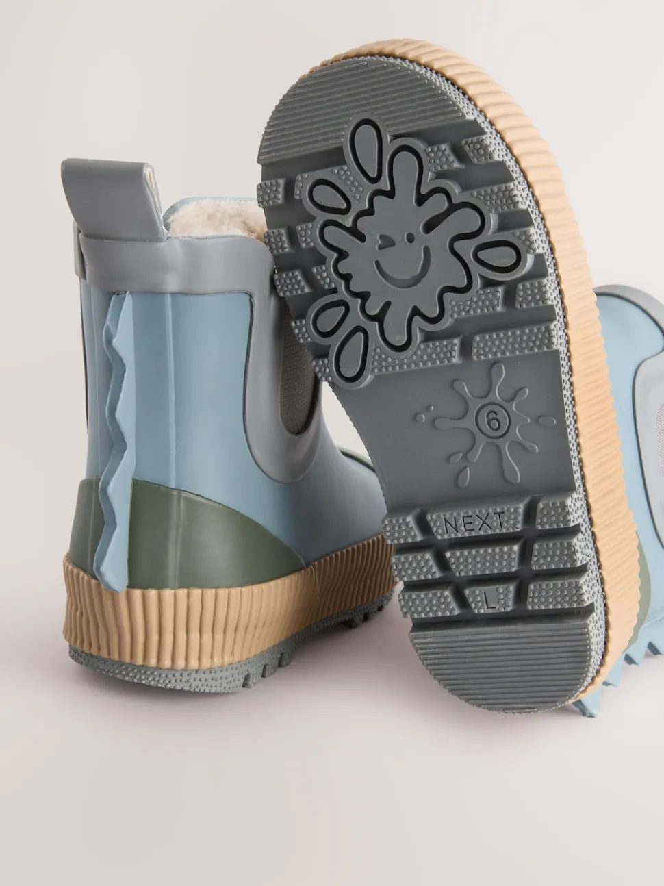 color block neutre Bleu - Bottines en caoutchouc avec doublure chaude