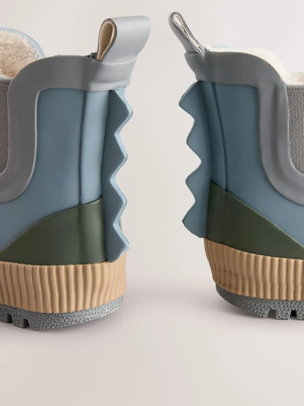 color block neutre Bleu - Bottines en caoutchouc avec doublure chaude