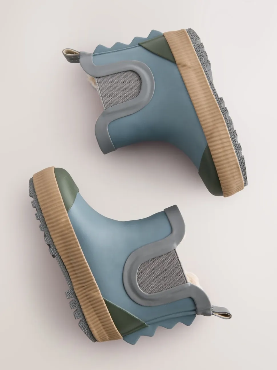 color block neutre Bleu - Bottines en caoutchouc avec doublure chaude