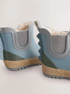 color block neutre Bleu - Bottines en caoutchouc avec doublure chaude