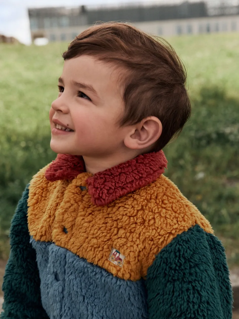 Colorblock bleu/jaune vif - Borg Polaire Shacket (3mths-7yrs)