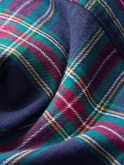 Écossais bleu marine - Chemise à carreaux de Noël à manches longues (3mois-10ans)