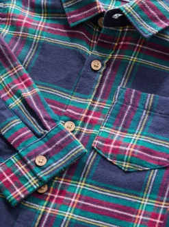 Écossais bleu marine - Chemise à carreaux de Noël à manches longues (3mois-10ans)