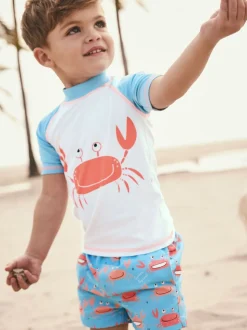 Crabe bleu blanc - Ensemble gilet anti-éclaboussures et short (3mths-7yrs)