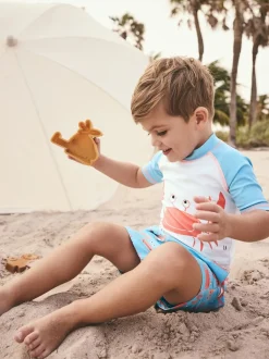 Crabe bleu blanc - Ensemble gilet anti-éclaboussures et short (3mths-7yrs)