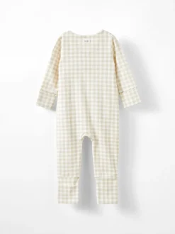 Cream Colombe - Barboteuse zippée en coton à manches longues