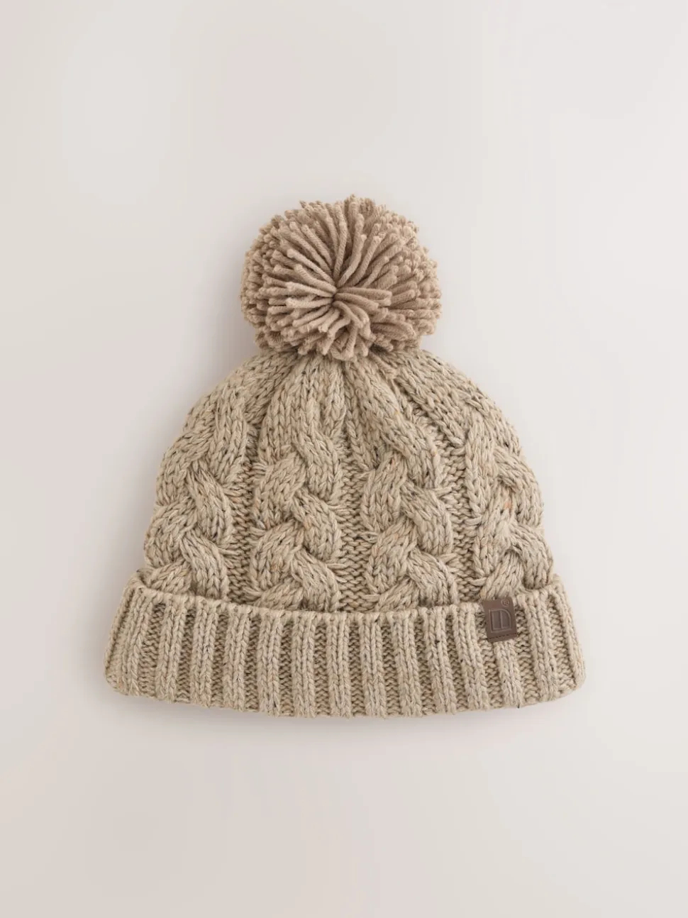 Crème - Chapeau pompon en tricot torsadé (1-16ans)