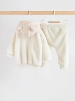 Crème - Ensemble bébé sweat à capuche et jogging Borg (0mois-2ans)