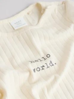 Crème - Hello World ensemble haut et legging bébé (0-18mois)