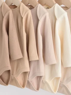 Crème - Lot de 5 bodys à manches longues pour bébé