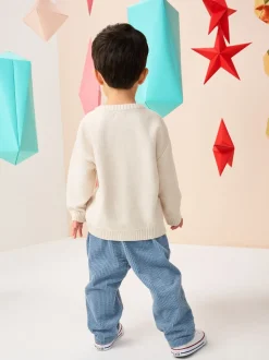 Crème - Pull de Noël en maille (3 mois-7 ans)