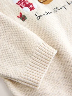Crème - Pull de Noël en maille (3 mois-7 ans)
