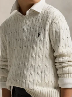 Crème - Pull Polo Ralph Lauren en maille torsadée