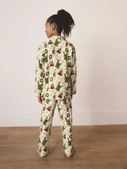 Crème - Pyjama de Noël boutonné Grinch assorti (9mois à16ans)
