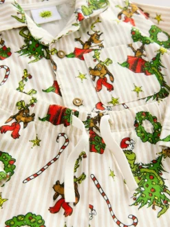 Crème - Pyjama de Noël boutonné Grinch assorti (9mois à16ans)