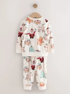 Crème - Pyjama de Noël en polaire confortable simple (9mois à10ans)