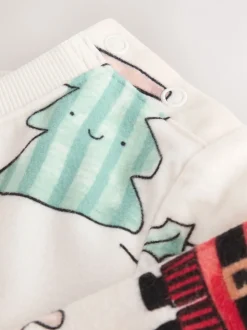 Crème - Pyjama de Noël en polaire confortable simple (9mois à10ans)