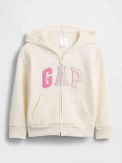 Crème - Sweat à capuche zippé à logo Gap décontracté (6mois à5ans)