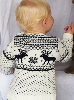 Crème - The Little Tailor - Pull de Noël en forme de renne et de foire