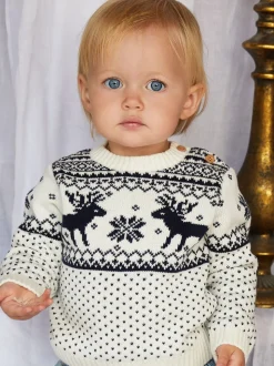 Crème - The Little Tailor - Pull de Noël en forme de renne et de foire