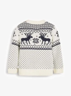 Crème - The Little Tailor - Pull de Noël en forme de renne et de foire