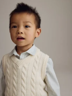 Crème écru - Ensemble gilet et chemises en tricot (3mths-7yrs)