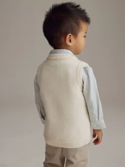 Crème écru - Ensemble gilet et chemises en tricot (3mths-7yrs)