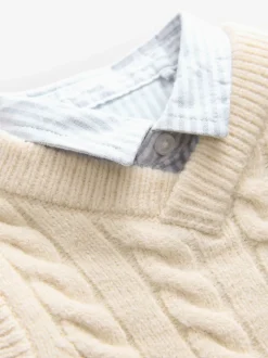 Crème écru - Ensemble gilet et chemises en tricot (3mths-7yrs)