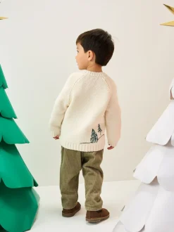 Crème Penguin - Cardigan de Noël à motif (3mois à7ans)