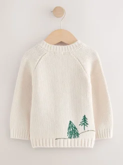 Crème Penguin - Cardigan de Noël à motif (3mois à7ans)