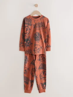 Crâne graffiti vert/orange - Lot de 3 pyjamas à manches longues (3-16ans)