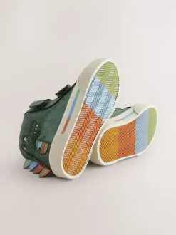 Crocodile vert - Bottines à fermeture scratch