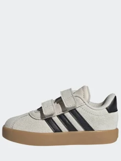 Écru - adidas Vl Cour 3.0 Baskets bébé à crochets et boucles