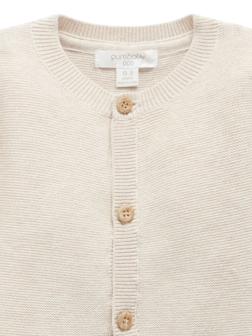 Écru - Cardigan Purebaby en maille texturée