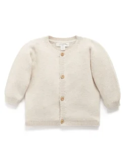 Écru - Cardigan Purebaby en maille texturée