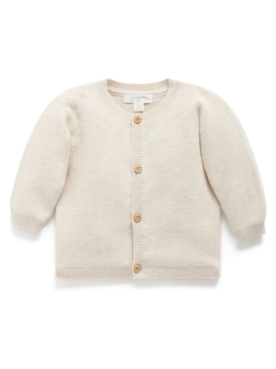 Écru - Cardigan Purebaby en maille texturée
