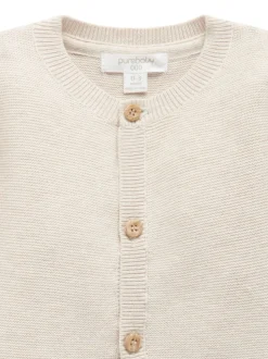 Écru - Cardigan Purebaby en maille texturée
