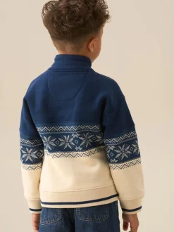 Écru - Chandail Angel & Rocket Ayden à col zippé en jacquard