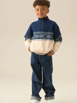 Écru - Chandail Angel & Rocket Ayden à col zippé en jacquard