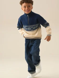 Écru - Chandail Angel & Rocket Ayden à col zippé en jacquard