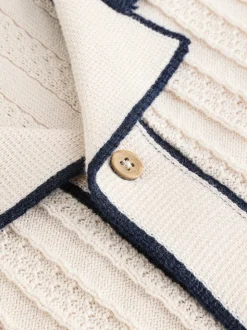 écru - Ensemble polo et short boutonné en maille (3mois-10ans)