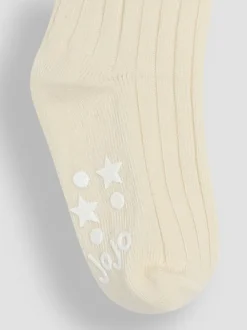 Écru - Jojo Maman Bébé Chaussettes à côtes longues 2 Lot