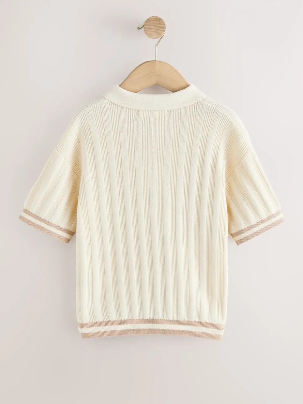 écru - Polo en maille à col boutonné (3-16ans)