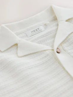 écru - Polo en maille à manches courtes et col Revere (3mois7ans)