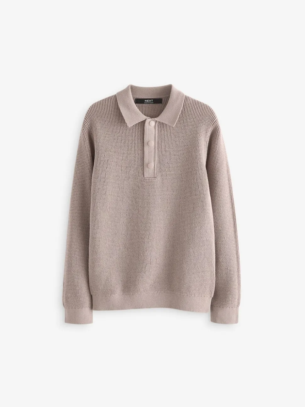 Écru - Polo texturé à manches longues (3-16ans)