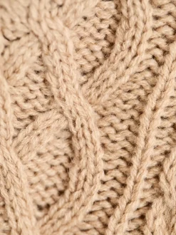 Écru - Pull JoJo Maman Bébé à câble épais et demi-zippé