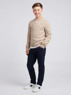 Écru - U.S. Polo Assn. Pull col rond garçons en maille torsadée