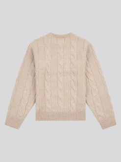 Écru - U.S. Polo Assn. Pull col rond garçons en maille torsadée