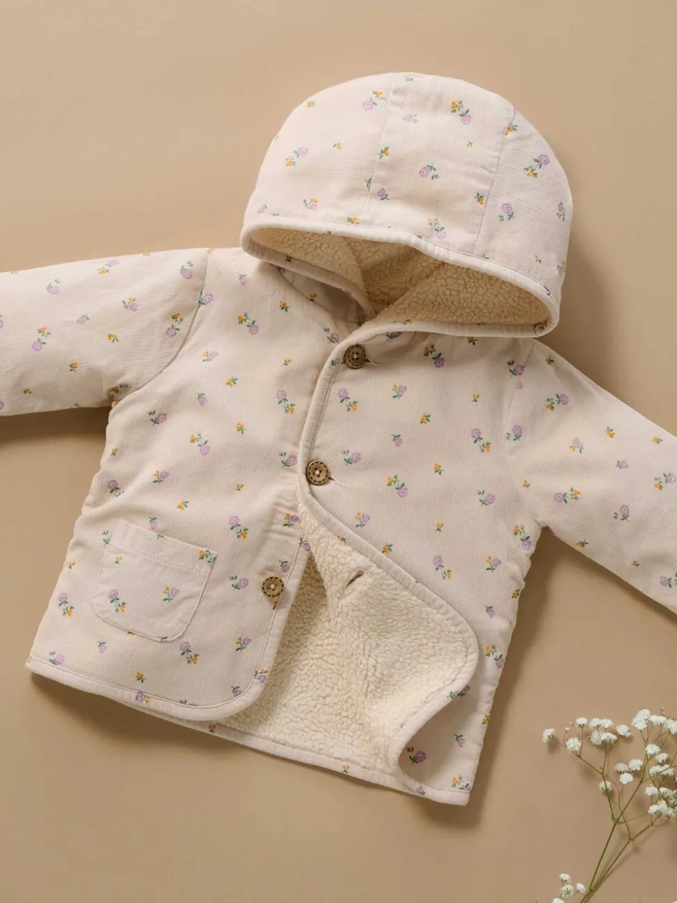 Écru - Veste Purebaby en velours côtelé en peau de mouton