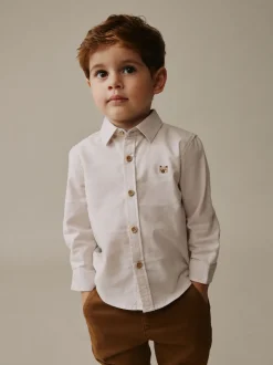 Écru avec personnage - Chemise Oxford à manches longues (3mths-7yrs)